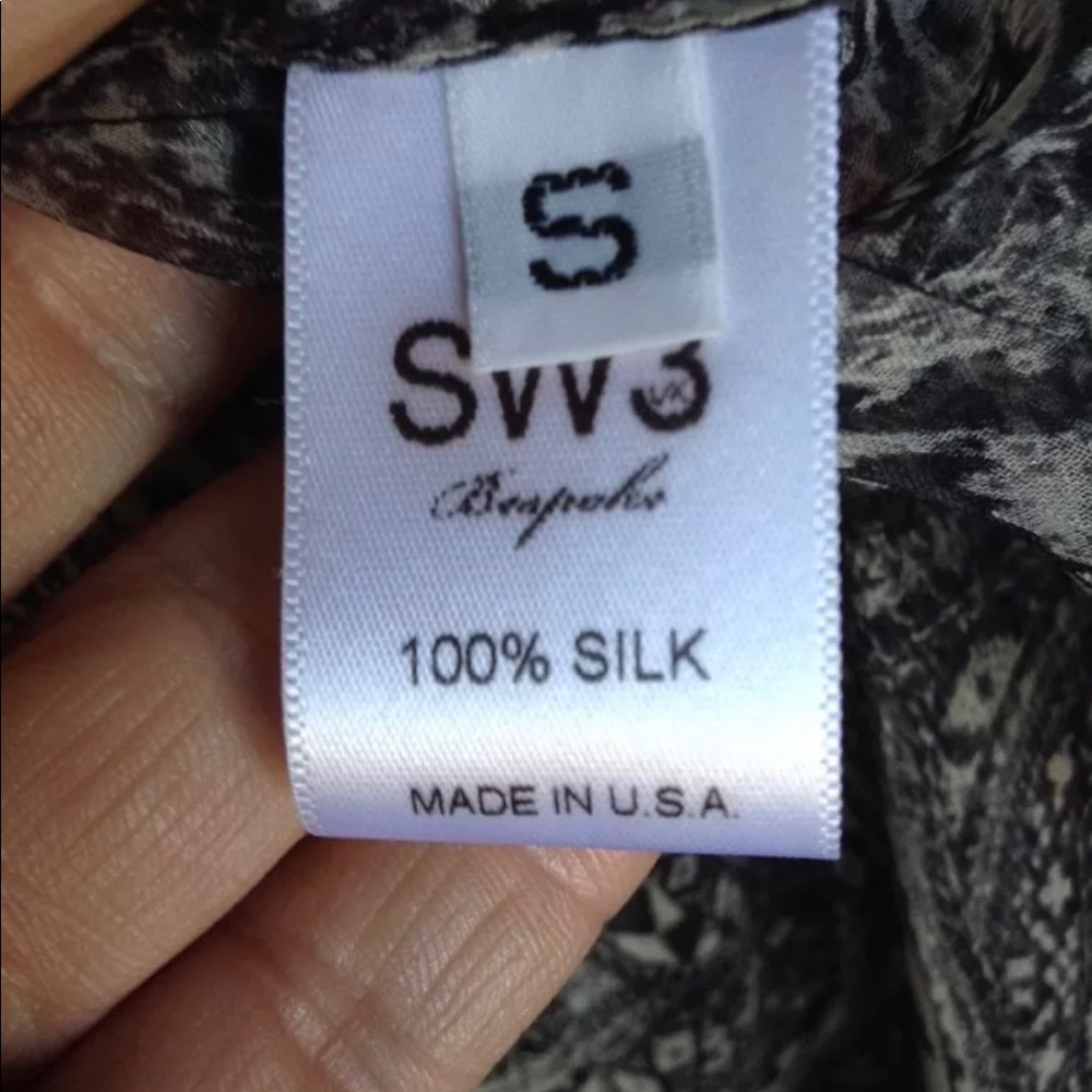 SW3 bespoke 100% silk blouse S button front blouse - Picture 3 of 7